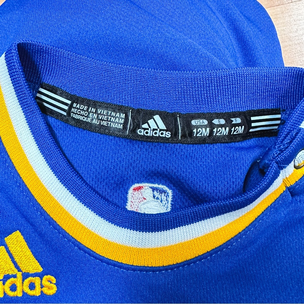 Adidas Blue & Gold NBA Golden State Warriors Steph Curry Jersey Romper Size 12M - Picture 6 of 7